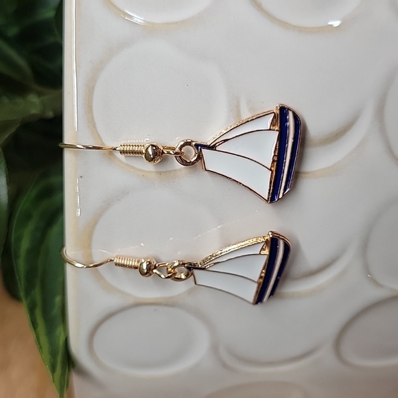 Sailboat Earrings with Gold Accents - Picture 3 of 5